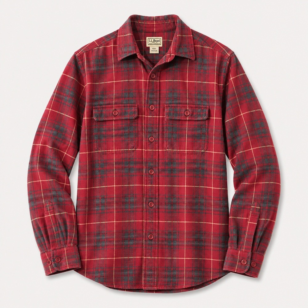 LL Bean Mens Small Regular Red Plaid Flannel Button Down Shirt 0MT06